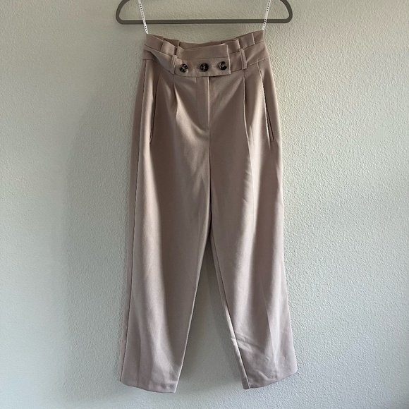 TOPSHOP | Emilie Paperbag Waist Tapered High Waist Trousers | Size 4 - Picture 2 of 11